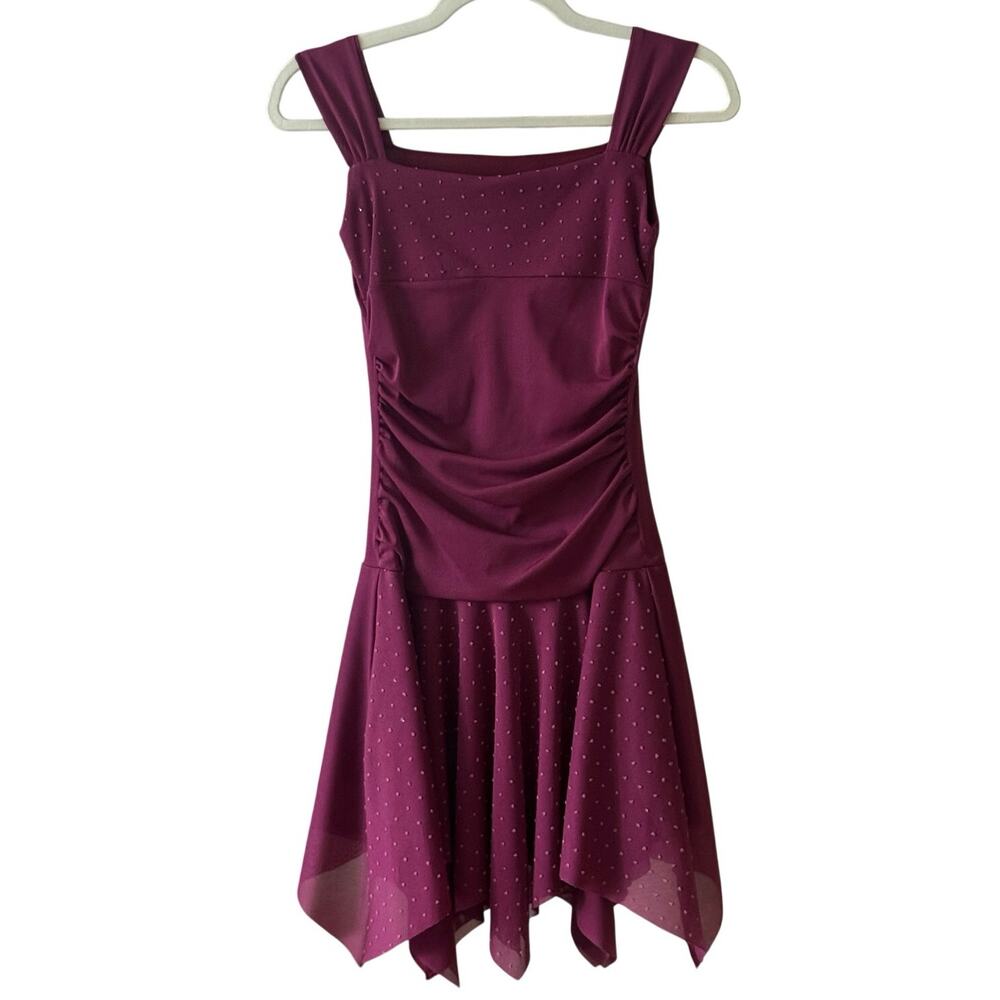 VTG Y2K JK Collection Ruched Fairy Hem Mesh Lines Beaded Cluster Dress XS/S